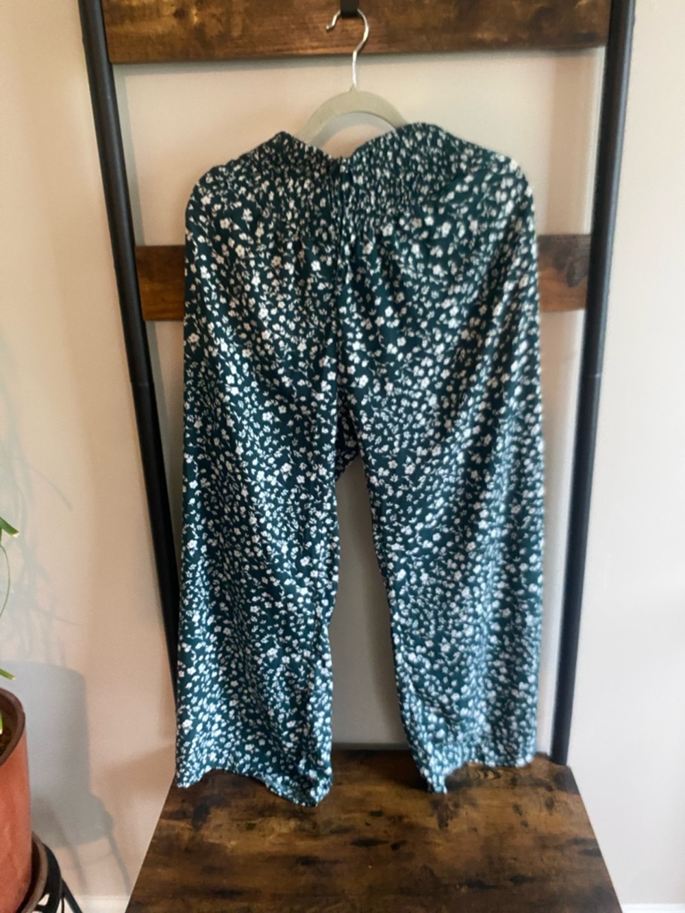 SHEIN Teal Green Floral Wide-Leg Pants
